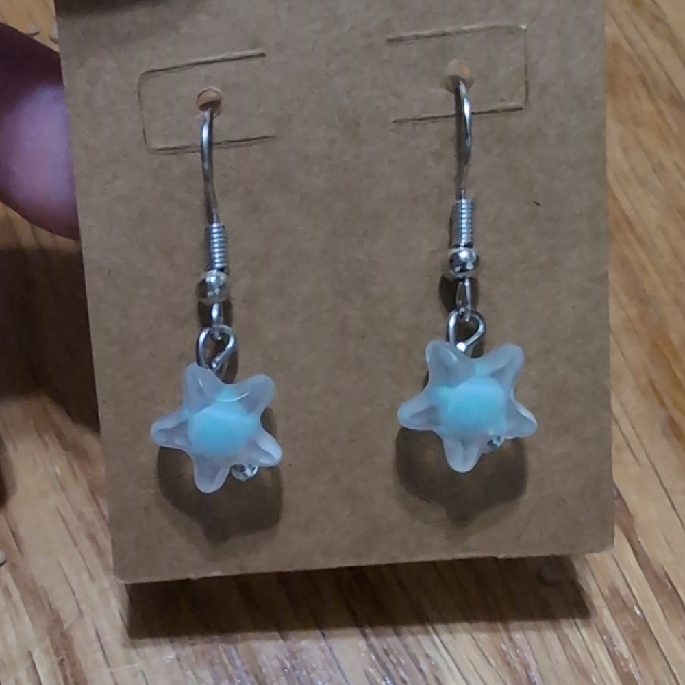 Elegant Silver and Blue Star Earrings